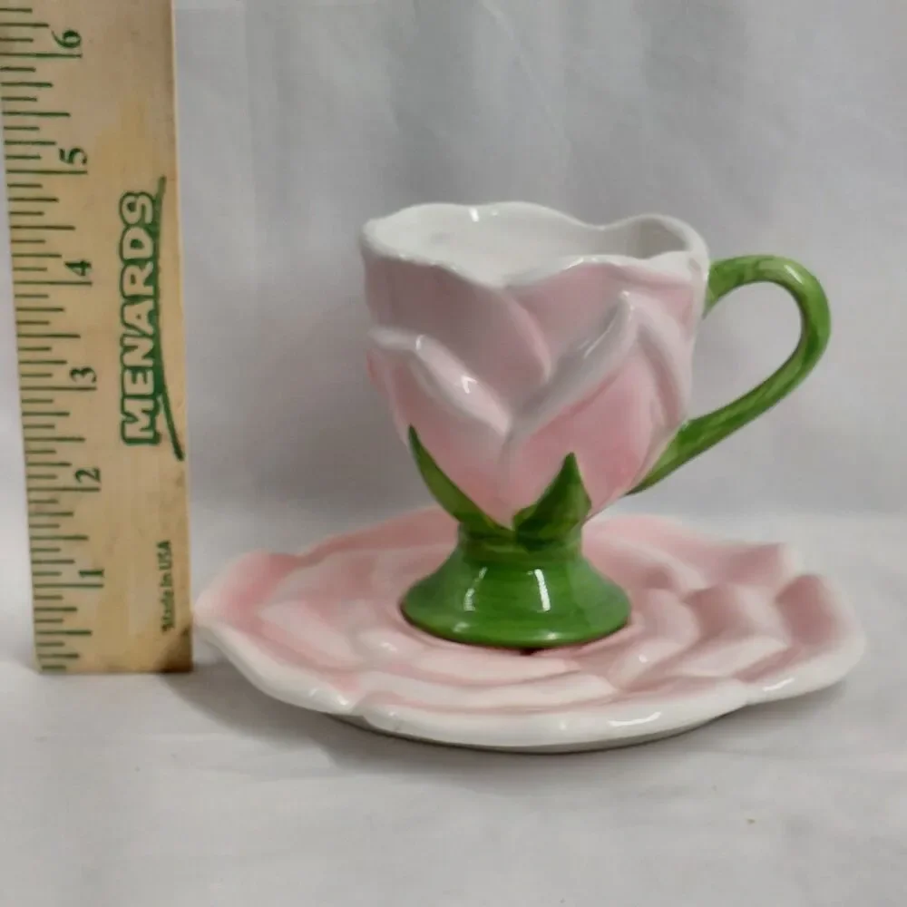 Vintage Pink Rose Ceramic Teleflora Gift Cup & Saucer Set